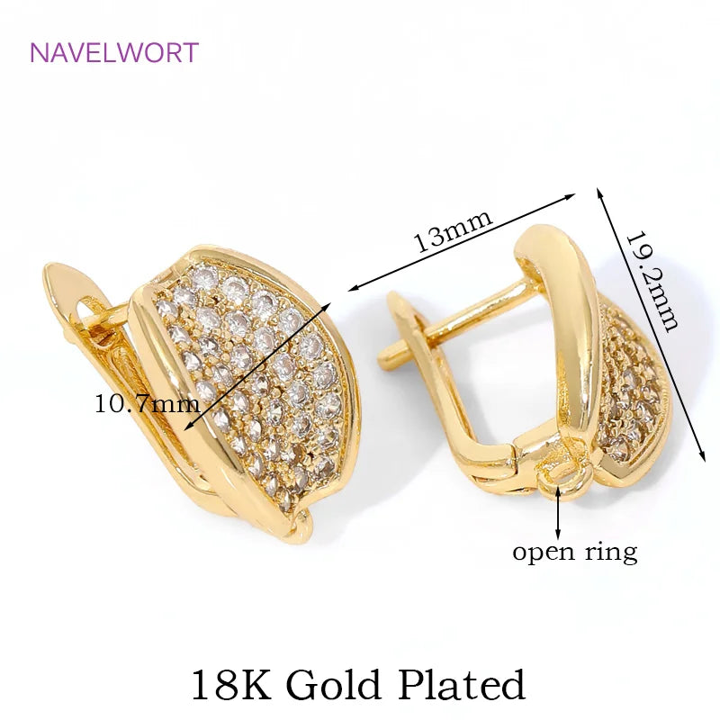 18K Gold Plated Brass Earwires Fasteners,Inlaid Zircon Earring Fixtures,Accessories For Earrings,DIY Jewelry Making Supplies
