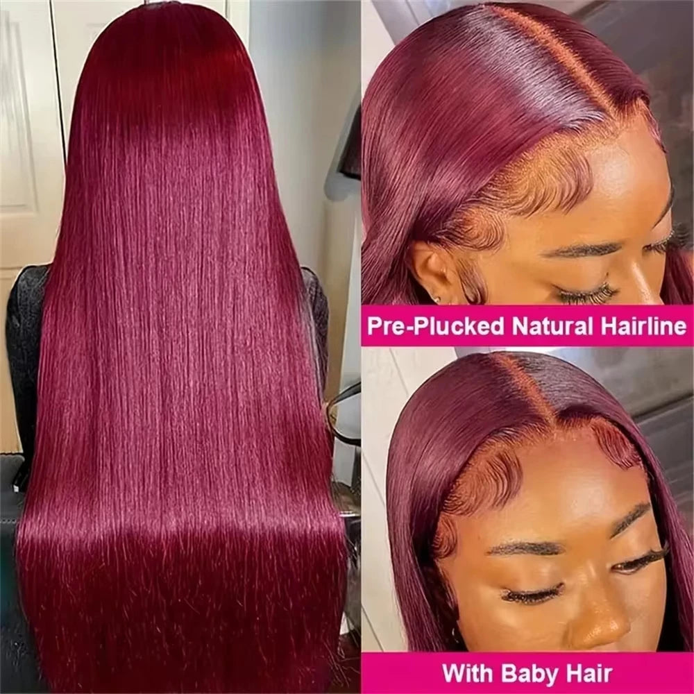 Wewave Burgundy 13x6 Hd Lace Frontal Human Hair Wig 99j Bone Straight Human Hair Wigs 13x4 Hd Lace Frontal Wig Bleached Knoted