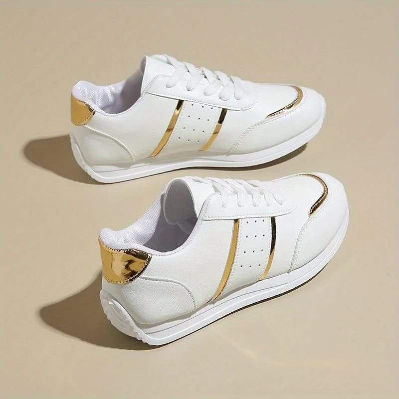 new arrival sneakers for women's vulcanize shoes black golden sports casual designer shoes for woman white trainers