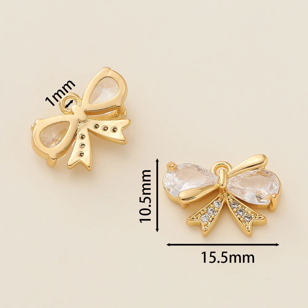 2Pcs/Pack 14/18K Gold Color Plated Butterfly Shape Pendants with Zircon for Necklace Jewelry Making Supplies Accessories