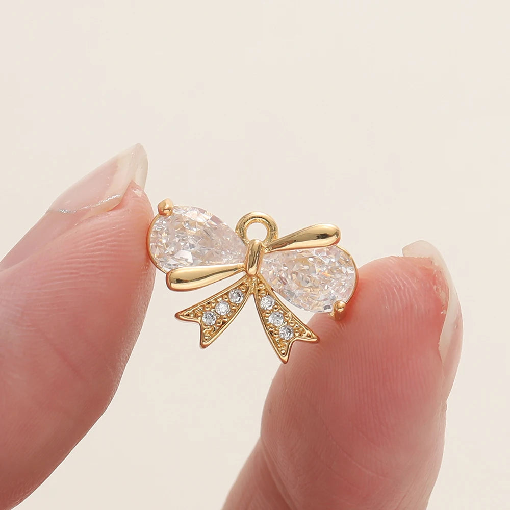 2Pcs/Pack 14/18K Gold Color Plated Butterfly Shape Pendants with Zircon for Necklace Jewelry Making Supplies Accessories