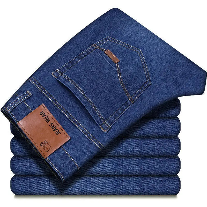 JEAN New Business Men's Jeans Casual Straight Stretch Fashion Classic Black Blue Work Denim Trousers Male Brand Clothing Men trs