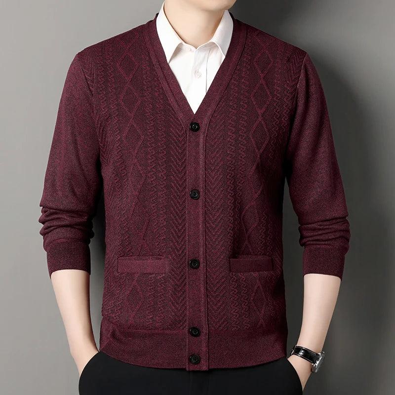 Men's Casual Cardigan Jacket V-neck Sweater Men's Autumn Winter Clothes Button Knit Cardigans Mens Knitting Sweaters Outwear
