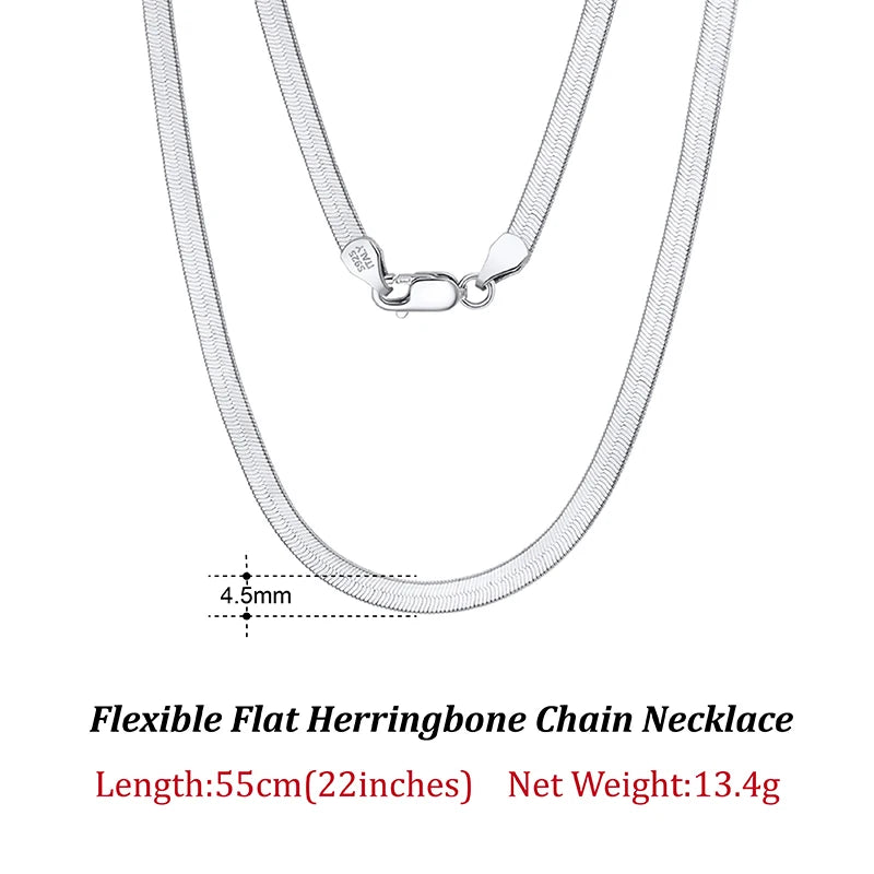 ORSA JEWELS 925 Sterling Silver 3mm Gold Flexible Flat Chain Herringbone Snake Chain Necklace for Women Neck Chain Jewelry SC35