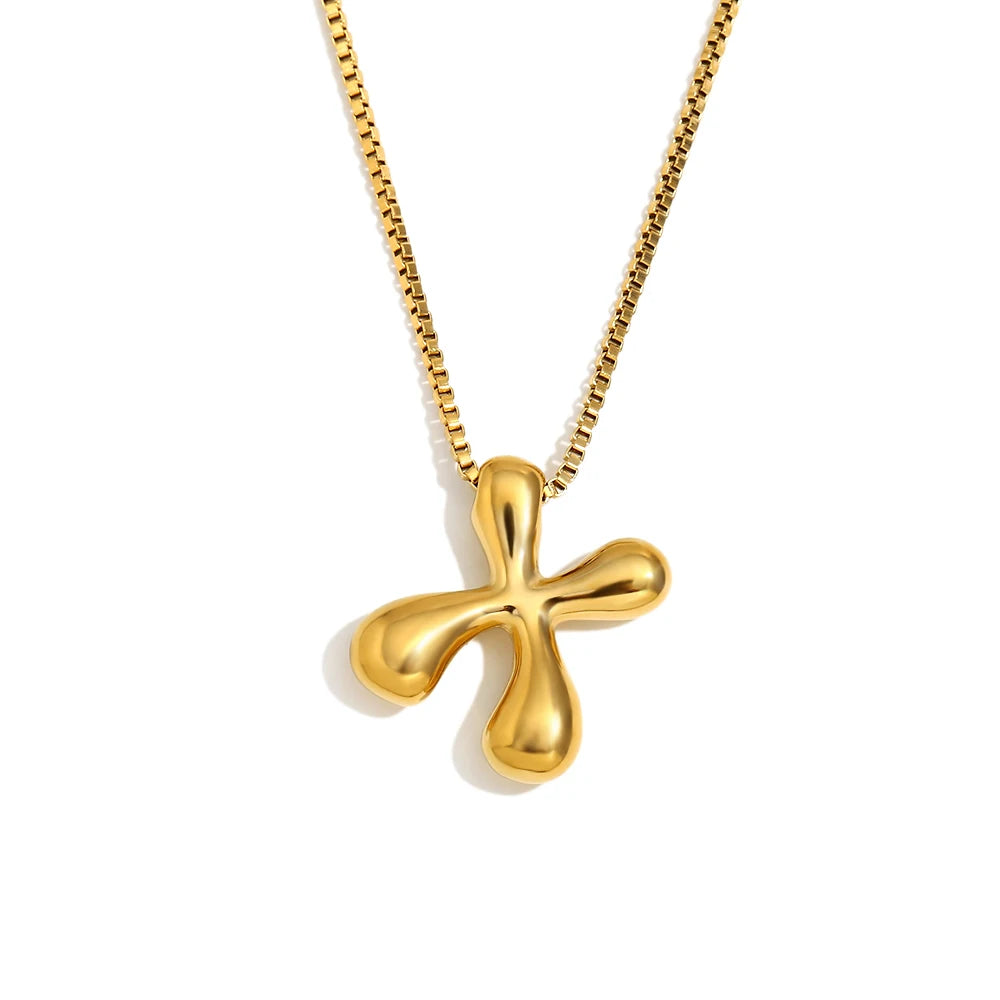 E.B.belle Large Size Bubble 26 Letter Pendant Necklace 18K Gold Plated Hypoallergenic Decoration Alphabet Neck Jewelry