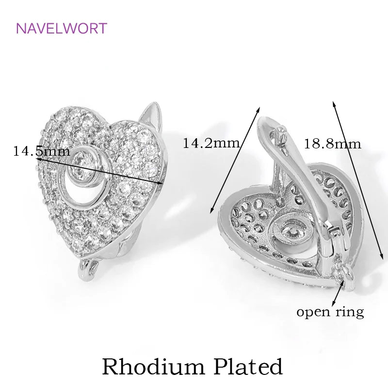 18K Gold Plated Brass Earwires Fasteners,Inlaid Zircon Earring Fixtures,Accessories For Earrings,DIY Jewelry Making Supplies