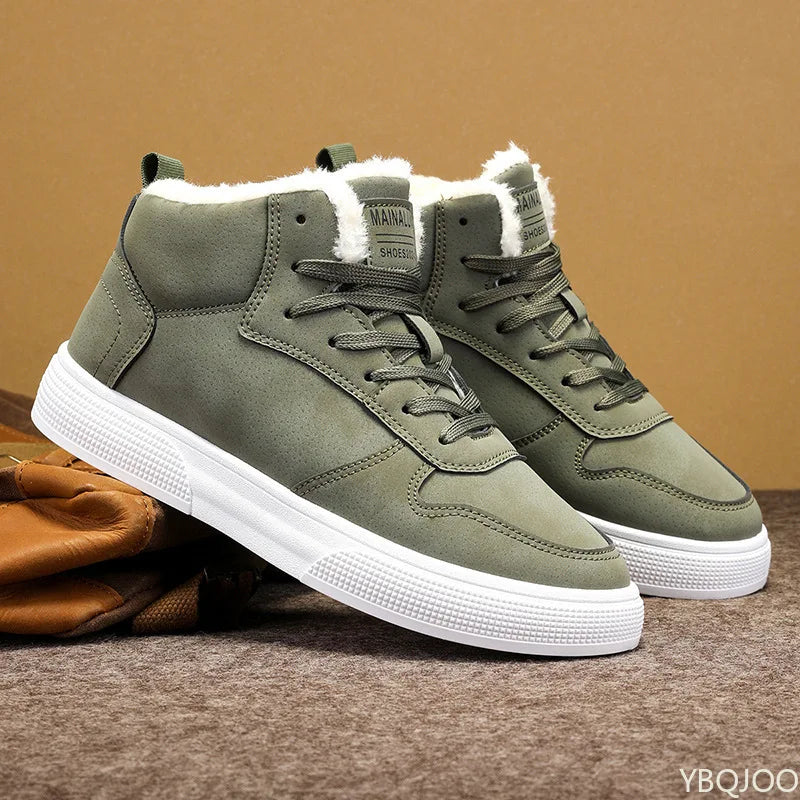 Fashionable versatile men's shoes high top cotton shoes men's winter warm plush casual comfortable board shoes sports shoes