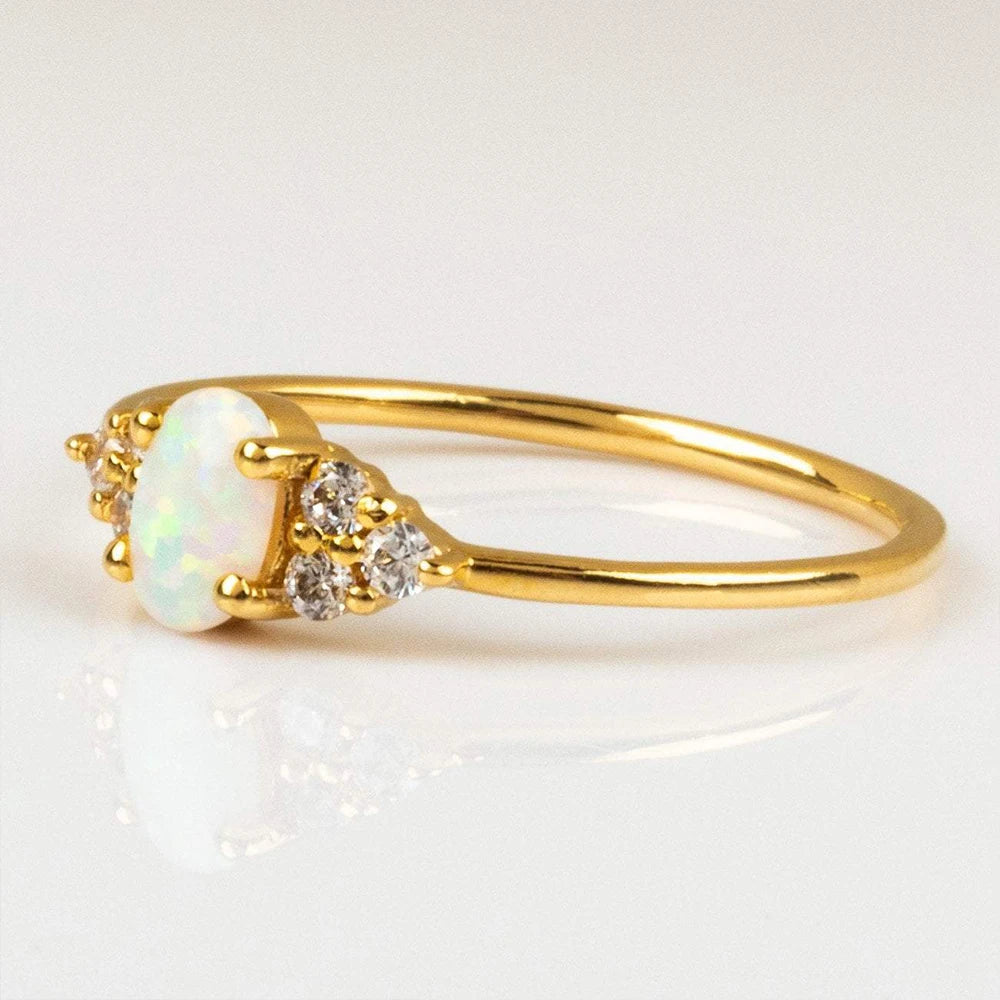 ROXI Anillo Plata S925 Sterling Silver Microinlaid Crystal Opal Women's Wedding Ring 18k Gold Plated Finger Rings 6 7 8 Size