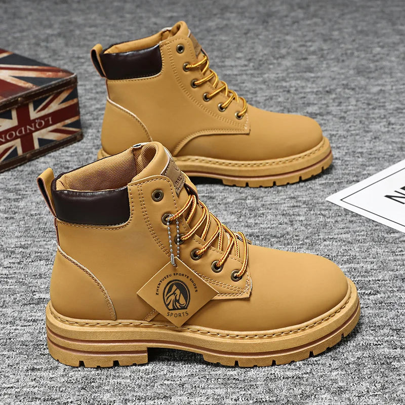 Big Size48 Men Boots Fashion Motorcycle Ankle Boots for Men Waterproof Hiking Boot Winter Chelsea Retro Boots Comfy Botas Hombre