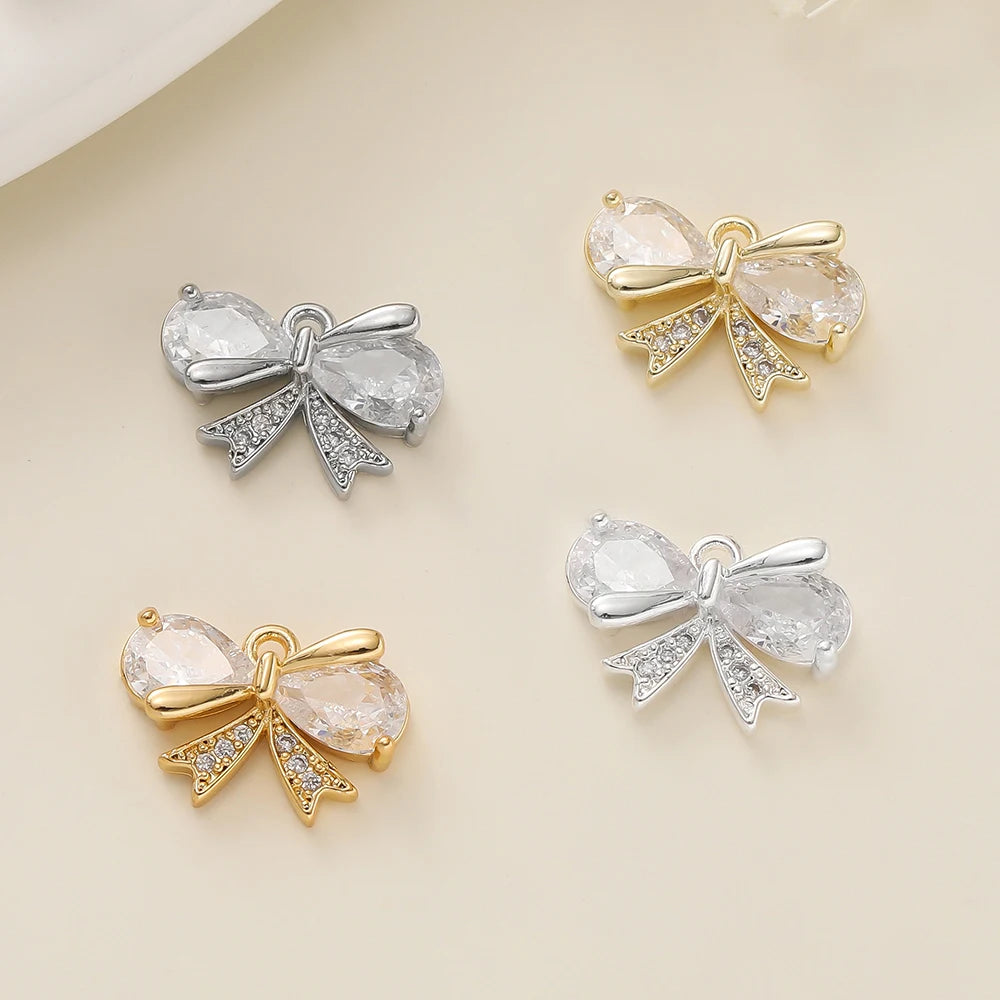 2Pcs/Pack 14/18K Gold Color Plated Butterfly Shape Pendants with Zircon for Necklace Jewelry Making Supplies Accessories