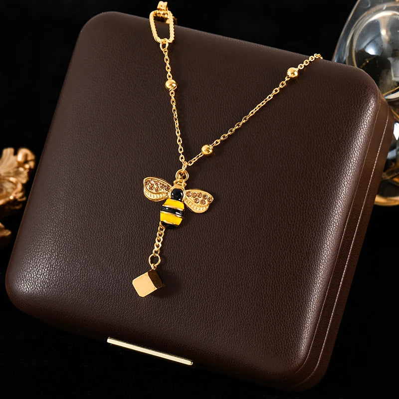 GANEMLY 316L Stainless Steel Eagle Phoenix Pendant Necklace For Women New Trendy 18K Gold Plated Neck Chain Waterproof Jewelry