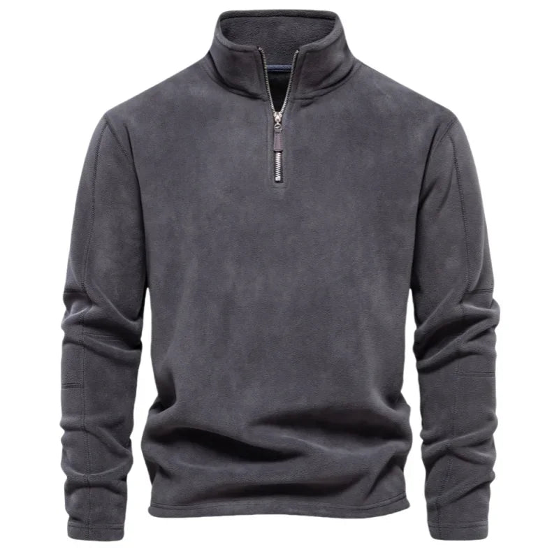 Autumn Winter Warm Pullover Men Casual Fleece Sweatshirts Sweater Male Zip Up Sweatshirt Stand Up Collar Blouse Tops Men Clothes
