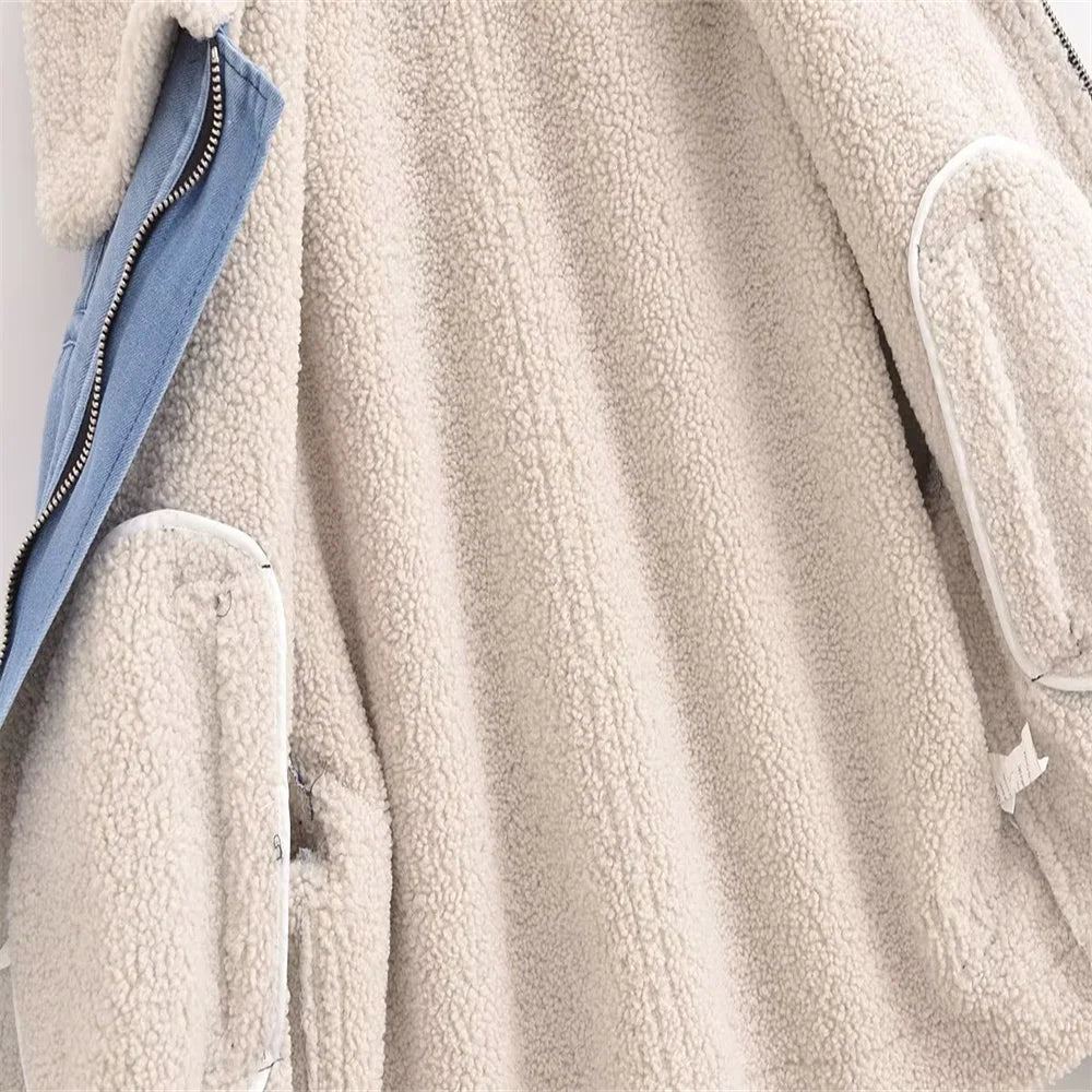 Retro short jacket for autumn and winter, loose and casual, fashionable with a lapel design and thick denim cotton jacket