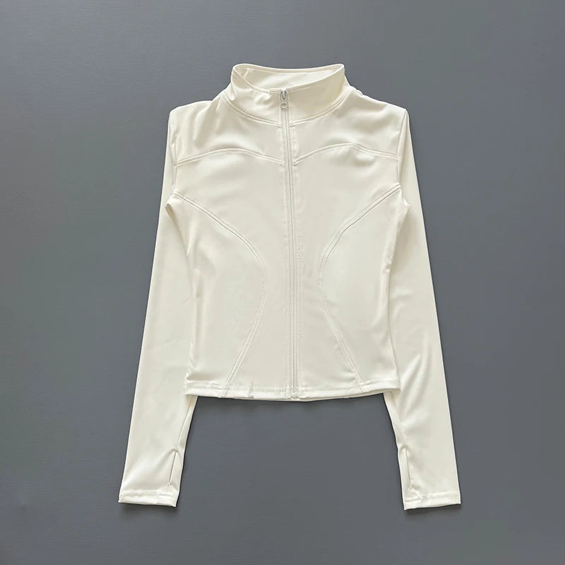 2024 New yoga coat short sports jacket women's fitness clothes slimming body sculpting zipper yoga jacket