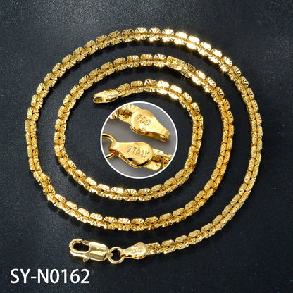 Fashion luxury Italy 750 18k gold plated Copper Link Chain Necklace For Women Jewelry Man Neck Accessories Charms Party Gift