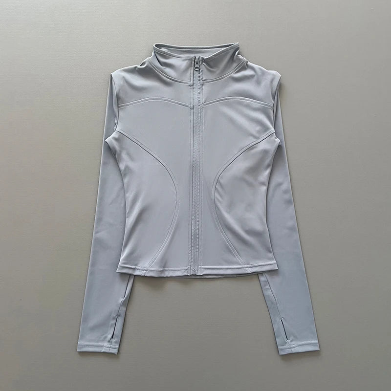 2024 New yoga coat short sports jacket women's fitness clothes slimming body sculpting zipper yoga jacket