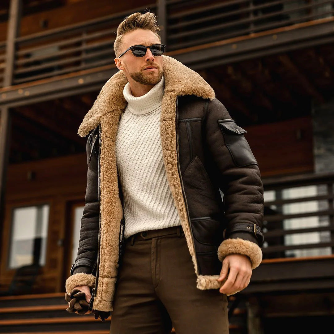 Men's Thickened Fur Collar Windproof Pu Leather Coat Male Brand Leather Jacket Men's Winter Motorcycle Clothes Leanther Jacket