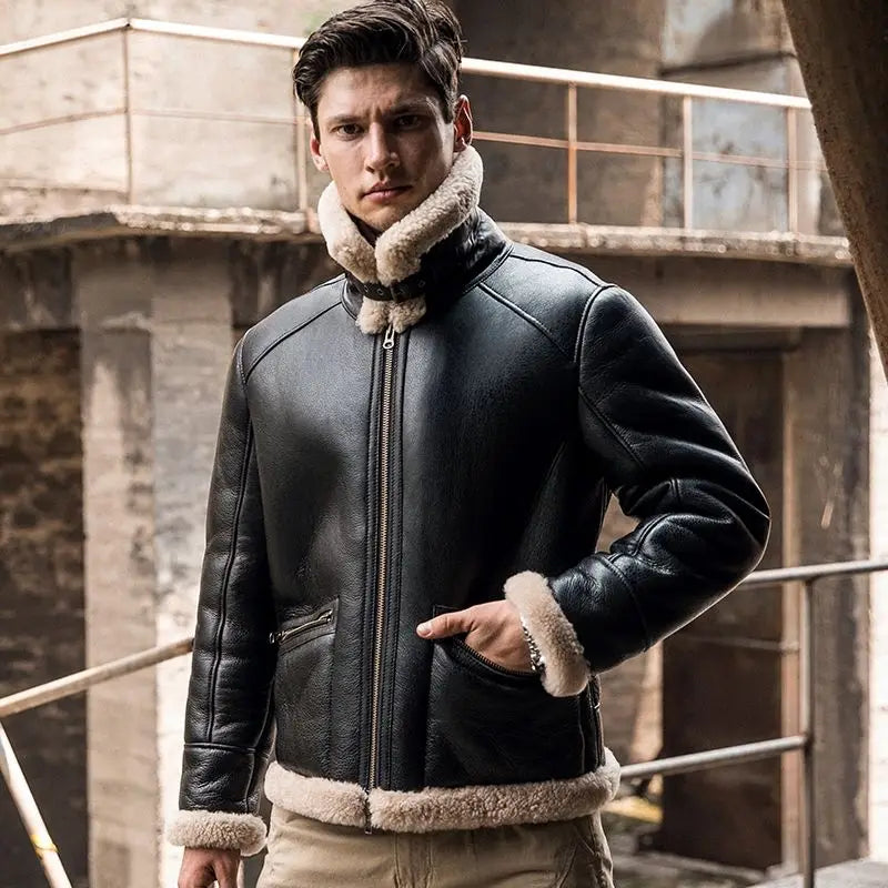 AYUNSUE Natural Sheepskin Wool Coat 25 Winter Jacket Mens Fur Jackets Coats Motocycle& Biker Genuine Leather Jacket Men Clothes