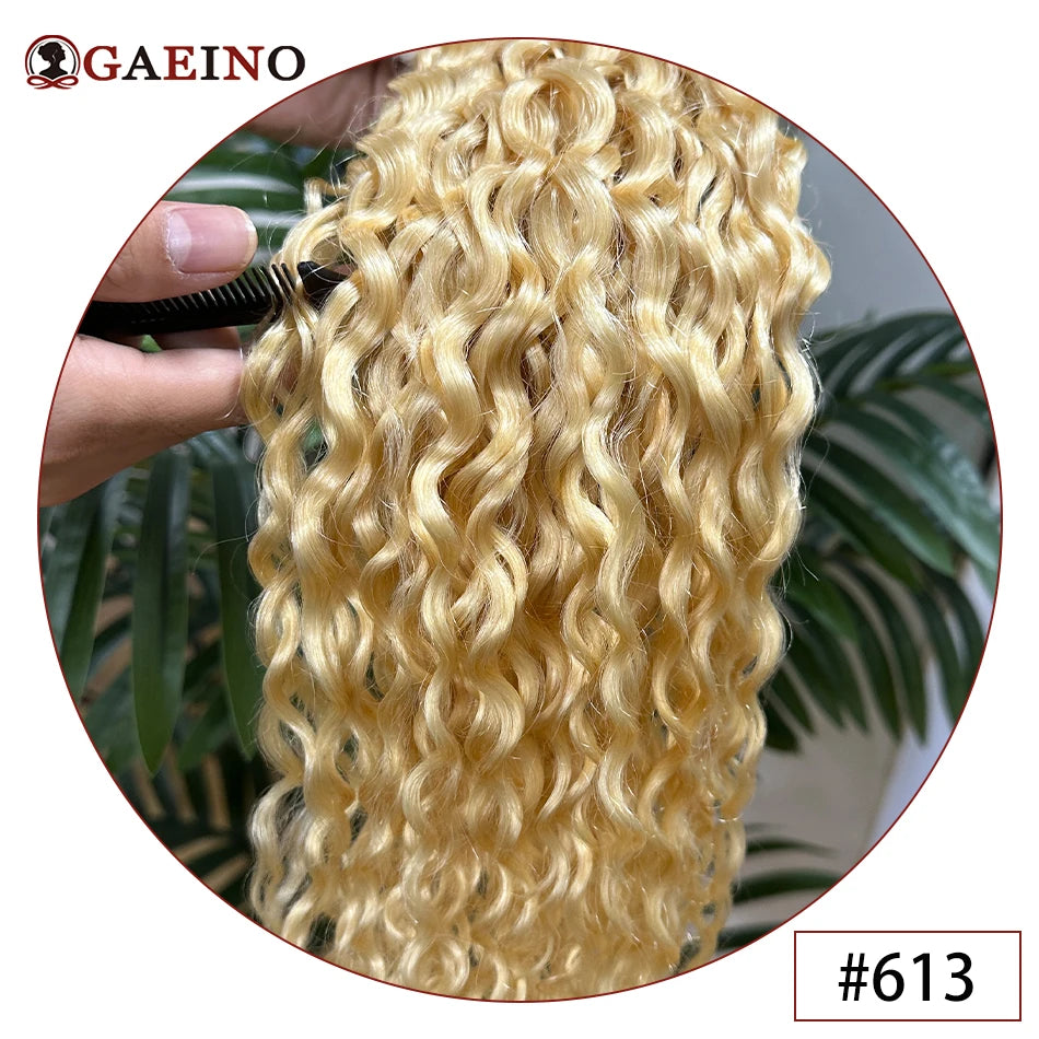 Water Wave Human Hair Weft Extension Dirty Blonde Curly Hair Sew In Weft Hair Extensions Double Weft Remy Hair Wet And Wavy 100G