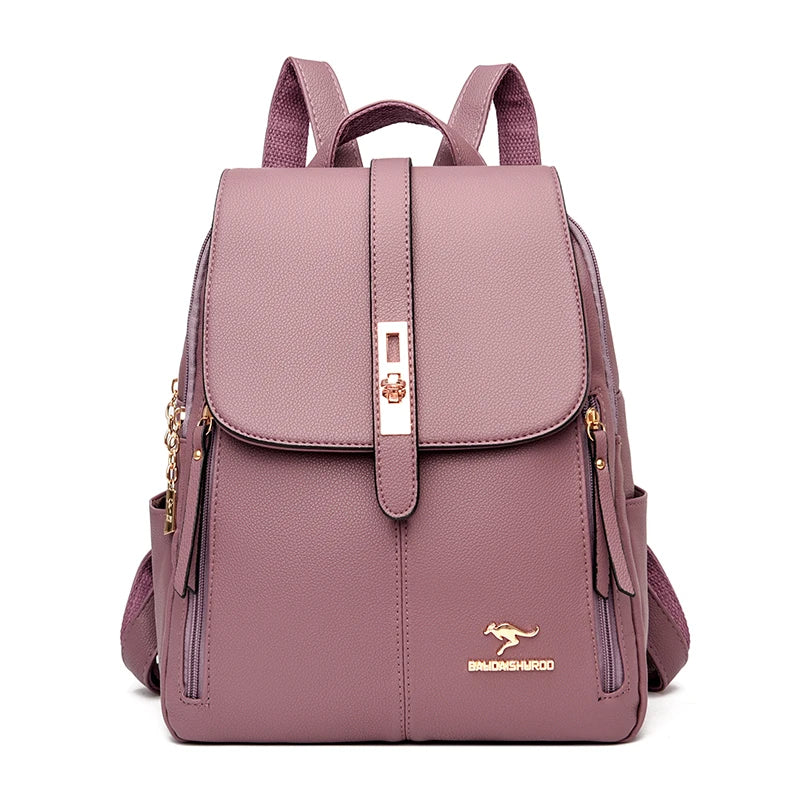 Luxury Women Leather Backpacks for Girls Sac A Dos Casual Daypack Black Vintage Backpack School Bags for Girls Mochila Rucksack
