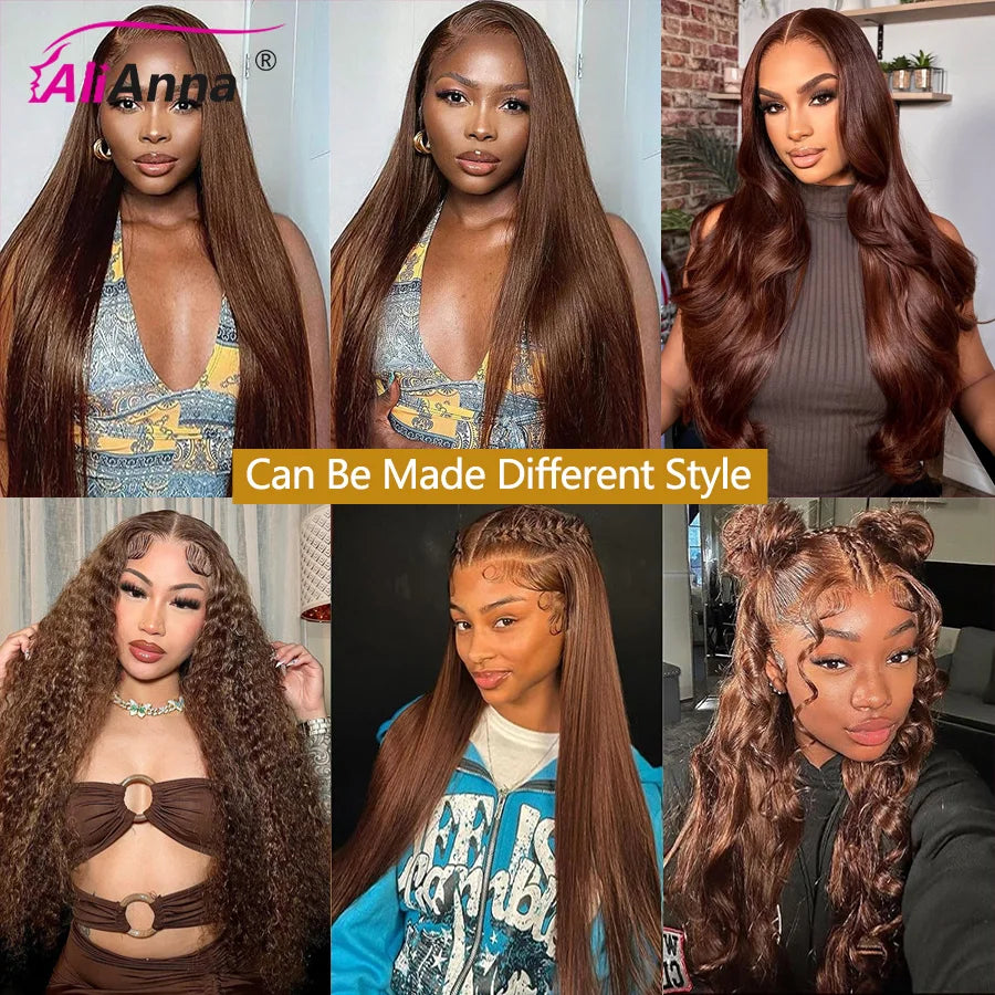 Chocolate Brown Bundles Human Hair Straight Human Hair Bundles Raw Hair Bundles #4 Colored Hair Bundles 1/3/4 Bundle Deals