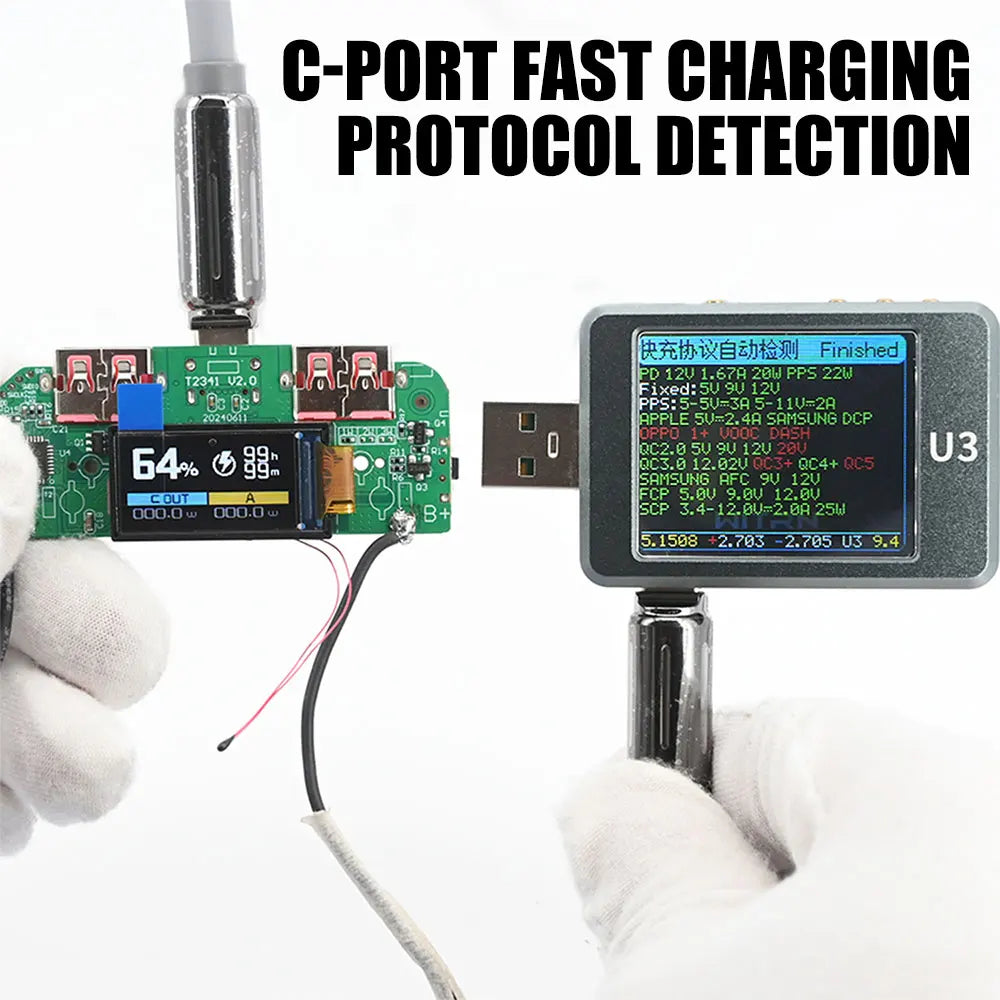 Portable Power Bank DIY Kit 22.5W Bidirectional Fast Charging Power Bank Mainboard TFT Color Display Battery Case Battery Shell