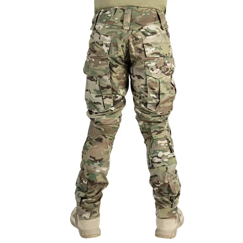 Men Combat Pants With Knee Pads Tactical Cargo Sport Trousers Camouflage Multicam Trekking Hunting Clothes(Not knee pads)