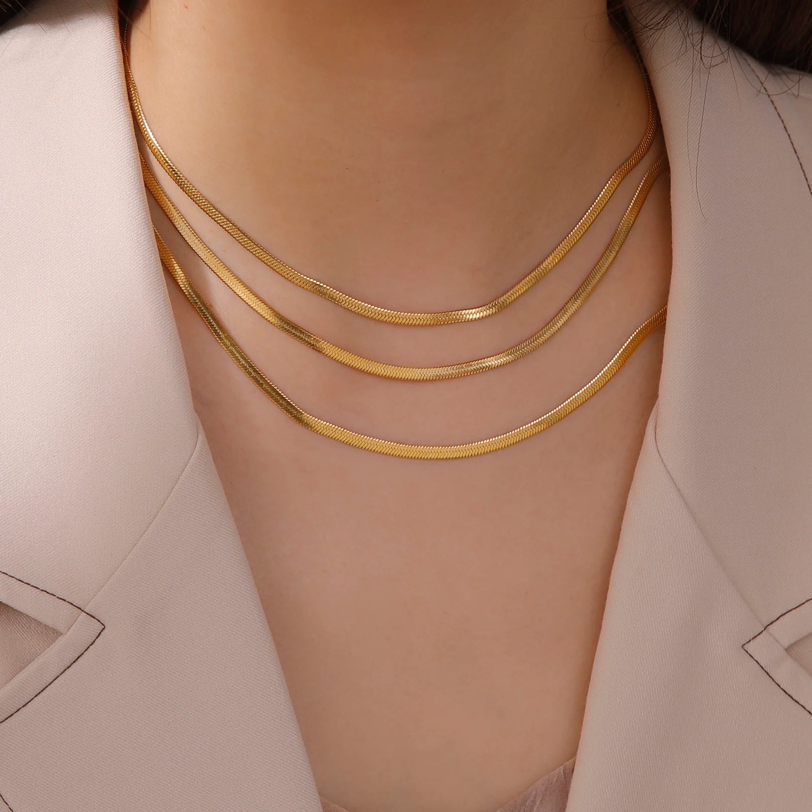 Skyrim Snake Chain Necklace Stainless Steel Gold Color Choker Herringbone Neck Chains for Women Men Jewelry Valentine Gift New