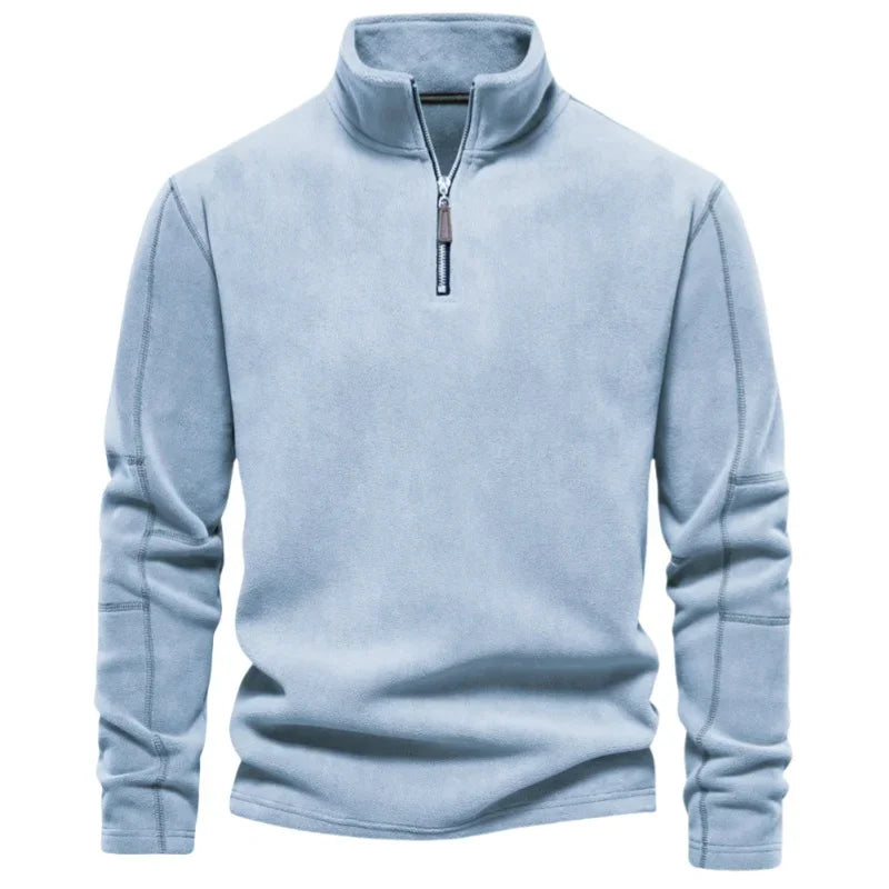 Autumn Winter Warm Pullover Men Casual Fleece Sweatshirts Sweater Male Zip Up Sweatshirt Stand Up Collar Blouse Tops Men Clothes