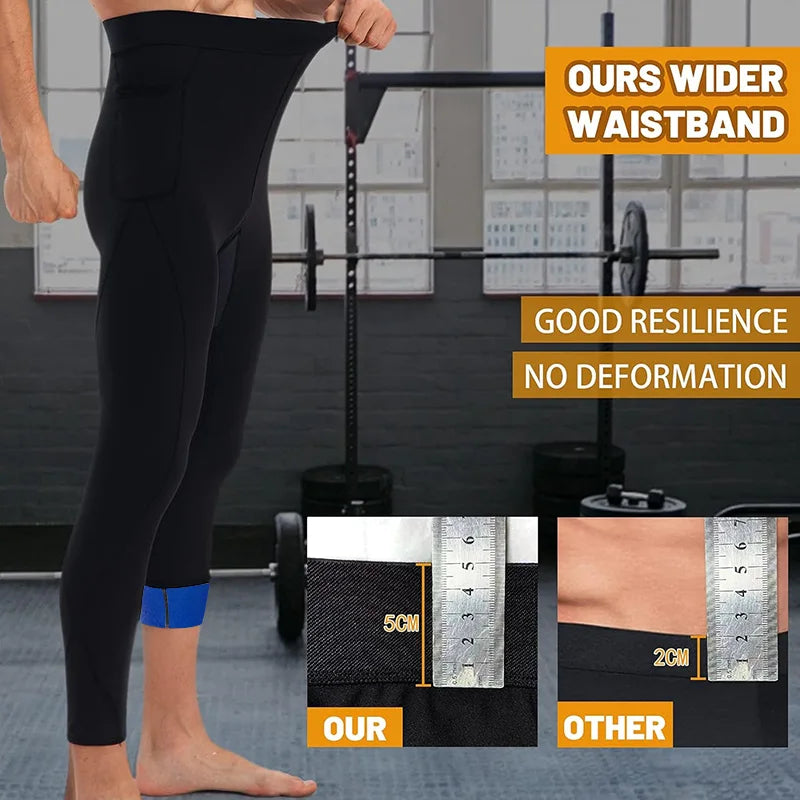 Men Sauna Sweat Pants for men Fat Workout Weight Loss Full Body Slimming Shaper Waist Trainer with Poecket Thermo Capris Legging