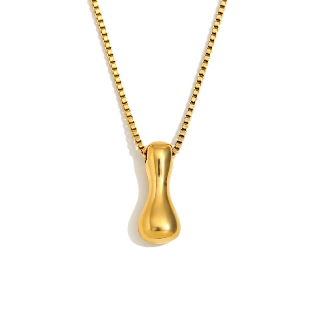 E.B.belle Large Size Bubble 26 Letter Pendant Necklace 18K Gold Plated Hypoallergenic Decoration Alphabet Neck Jewelry