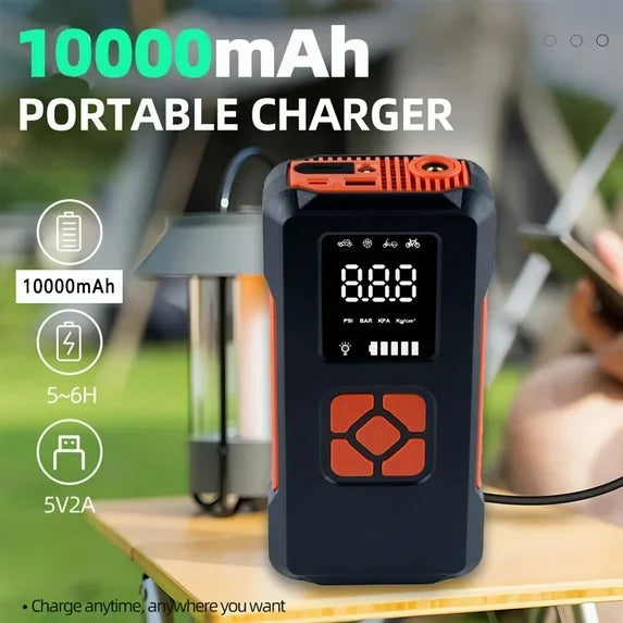 Car jump starter 10000mAh with 150PSI Air Pump Multifunctional Tire Inflator Power Bank Lighting for Car. Click the "More payment options in red colour below to pay securely with credit 💳 or debit card. You can also Buy with GPay