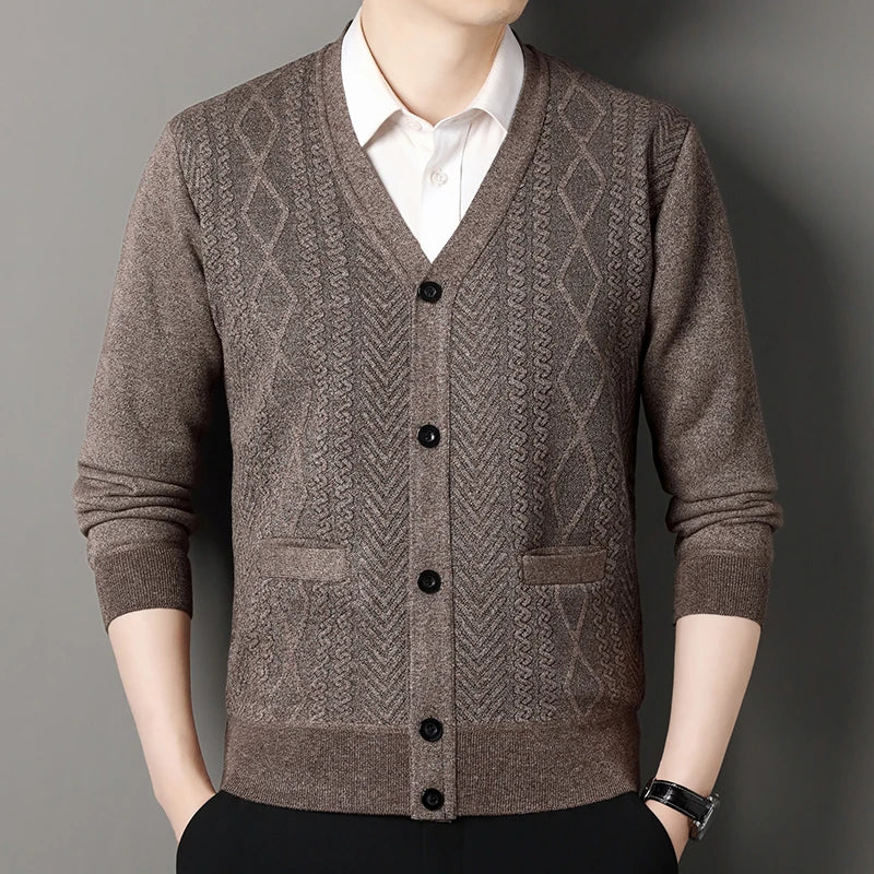 Men's Casual Cardigan Jacket V-neck Sweater Men's Autumn Winter Clothes Button Knit Cardigans Mens Knitting Sweaters Outwear