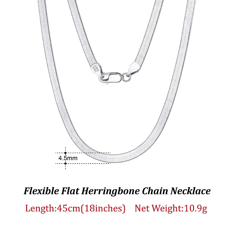 ORSA JEWELS 925 Sterling Silver 3mm Gold Flexible Flat Chain Herringbone Snake Chain Necklace for Women Neck Chain Jewelry SC35