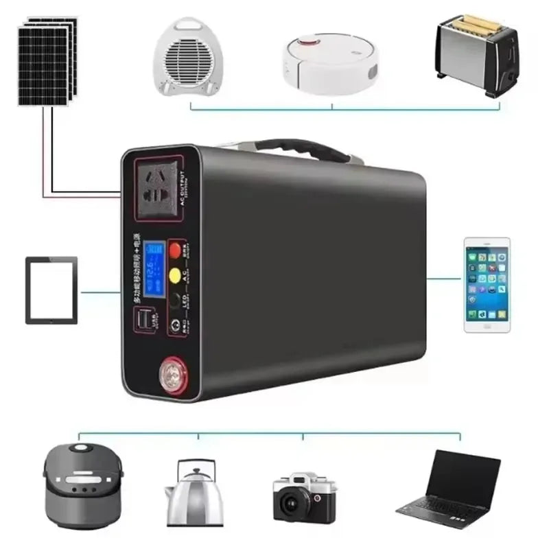 300W 220V Portable Power Station Solar Generator 333Wh 90000mAh LiFePo4 Portable Power Bank for Camping RV with Solar Panel