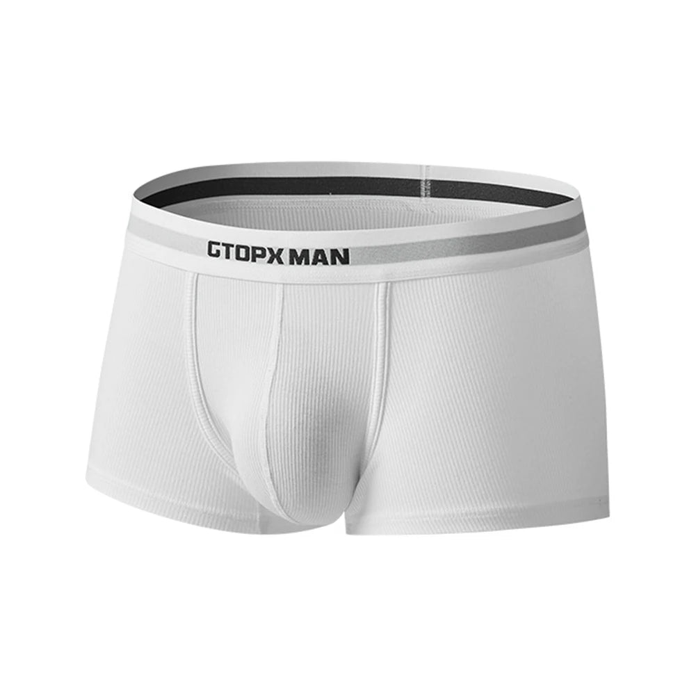 Fall Season Wear White Breathable Underwear Low Rise Sexy Briefs For Men Boxer Ribbed Briefs Low Rise Underwear