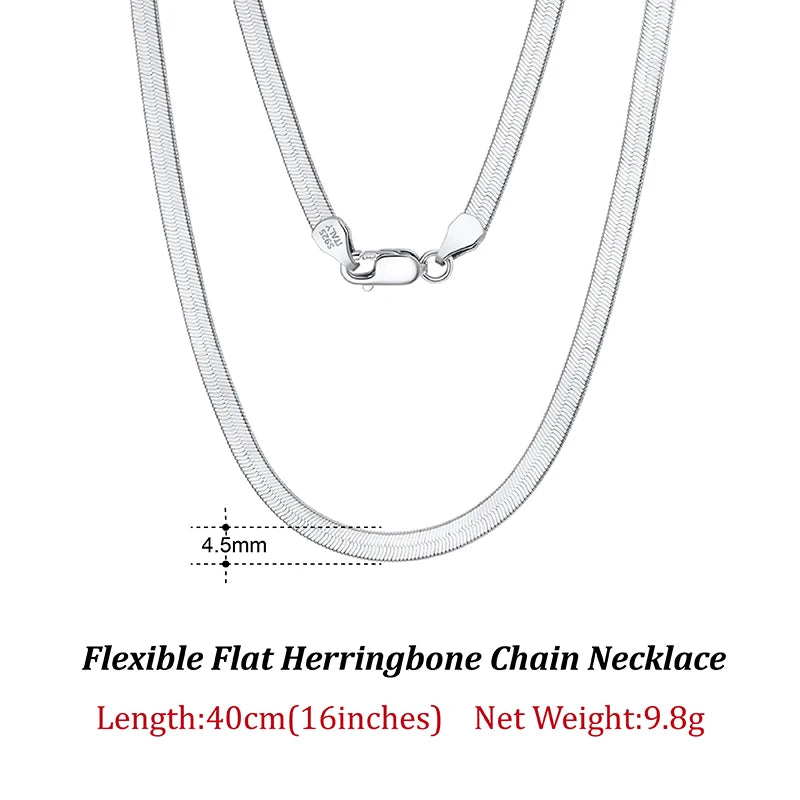 ORSA JEWELS 925 Sterling Silver 3mm Gold Flexible Flat Chain Herringbone Snake Chain Necklace for Women Neck Chain Jewelry SC35