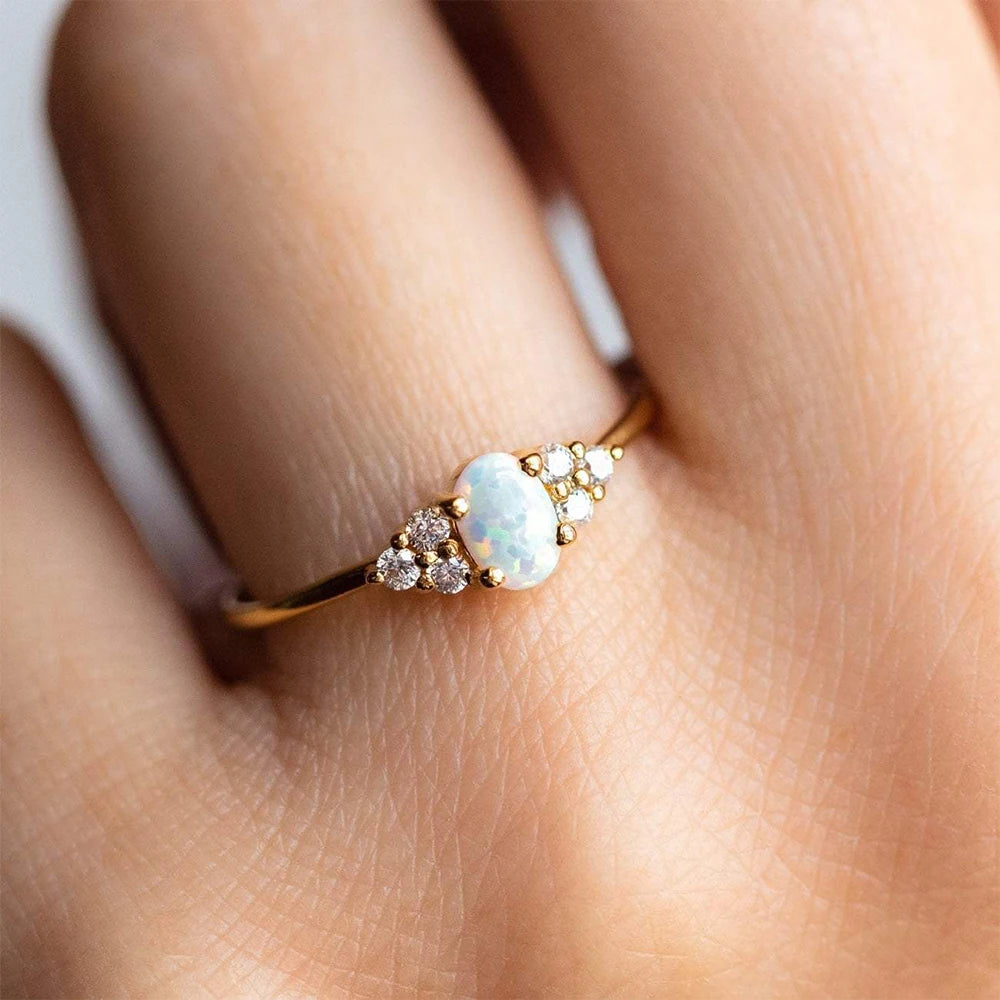 ROXI Anillo Plata S925 Sterling Silver Microinlaid Crystal Opal Women's Wedding Ring 18k Gold Plated Finger Rings 6 7 8 Size