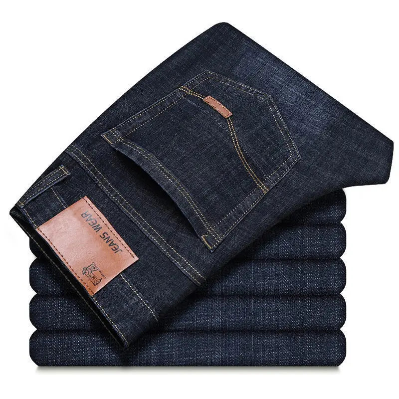 JEAN New Business Men's Jeans Casual Straight Stretch Fashion Classic Black Blue Work Denim Trousers Male Brand Clothing Men trs
