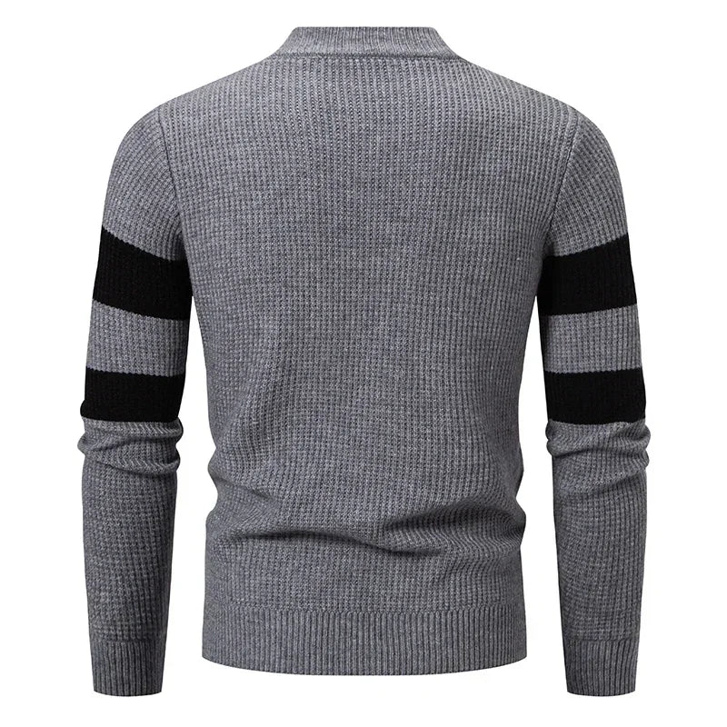 2025 High Quality Men's New Autumn and Winter Casual Warm Color Block Sweater Knit Tops Man Clothes