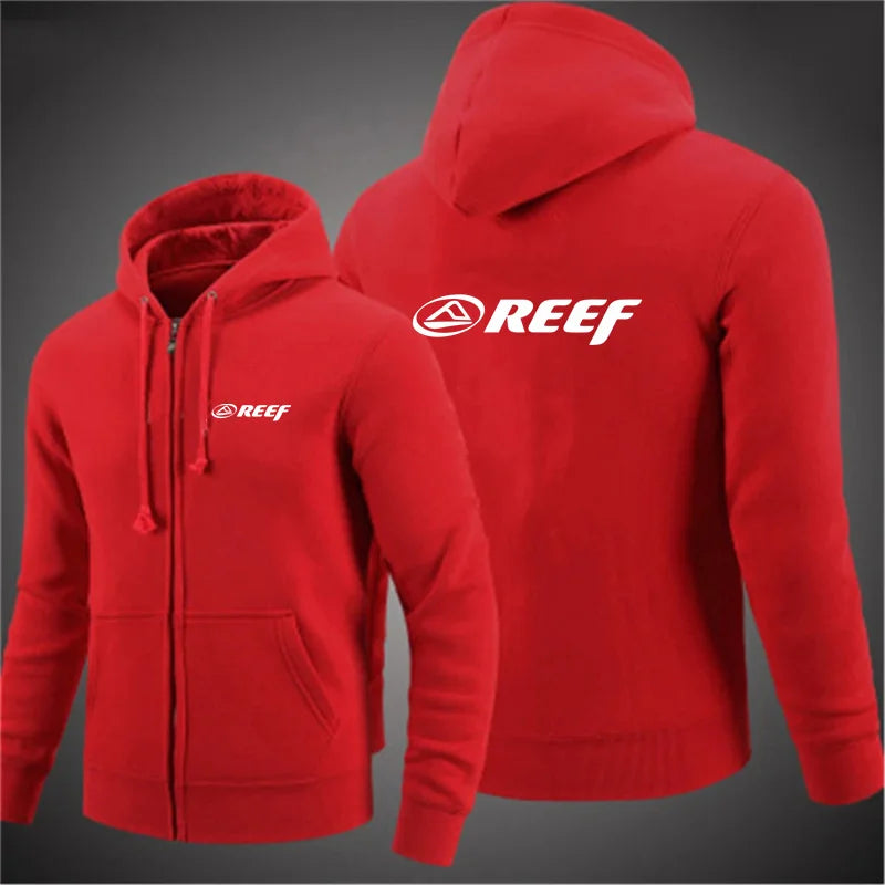 2024 Fashion Fitness Reef Hoodie Spring and Autumn Outdoor Sports Loose Tops Men's Street Style Zipper Coat Oversized Clothes