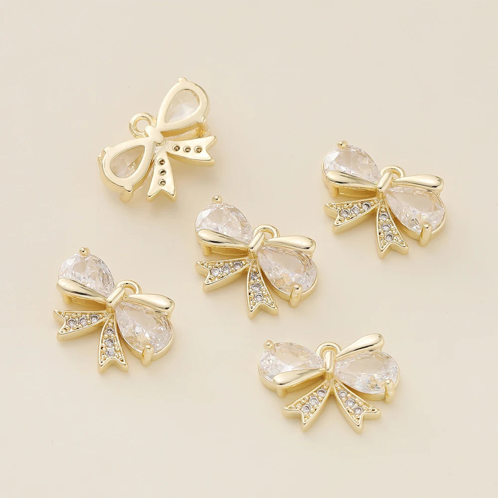 2Pcs/Pack 14/18K Gold Color Plated Butterfly Shape Pendants with Zircon for Necklace Jewelry Making Supplies Accessories