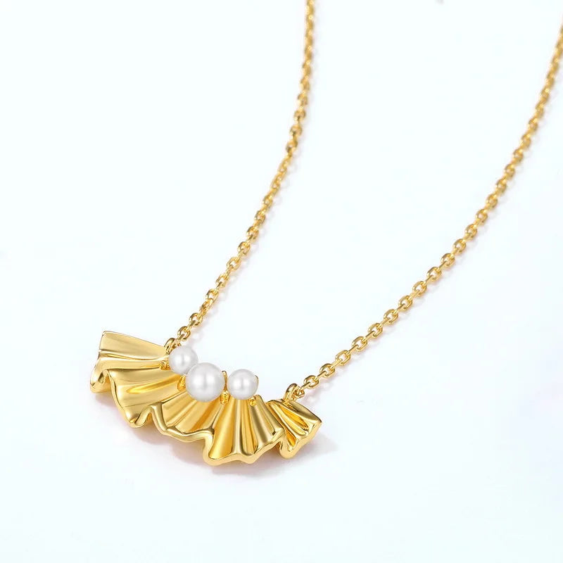 Romantic Gesang Flower Shell Bead 18K Gold PT950 Platinum Necklace Silk Neck Chain Silver Plated 7-Layer Gold
