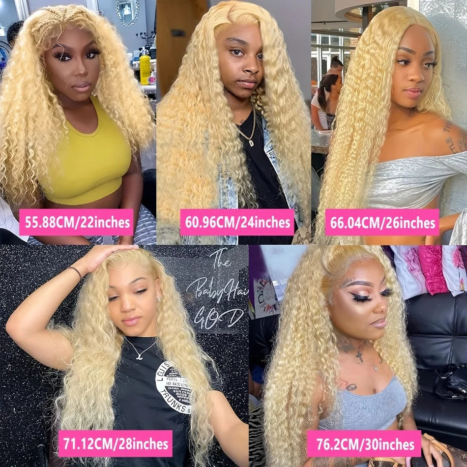 Blonde 613 HD Lace Frontal Wig 13x6 Blonde Water Wave Remy Human Hair 13x4 Lace Pre-Plucked Brazilian 100% Colored Curly Wigs