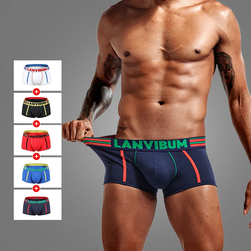 3PCS/LOT Male Cotton Underwear Men's Elasticity Boxers Breathable Underpants Comfort Cuecas Blue/White/Black/Red/Navy M L XL XXL