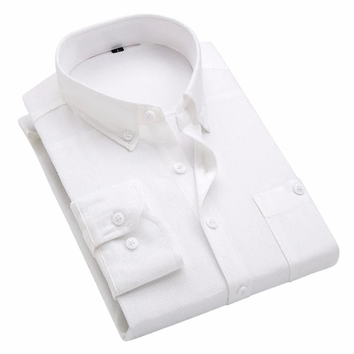 New Multicolor Men Corduroy Shirts Long Sleeve Casual Regular Fit Business Dress Shirts Male Comfortable Pocket Fashion Clothes