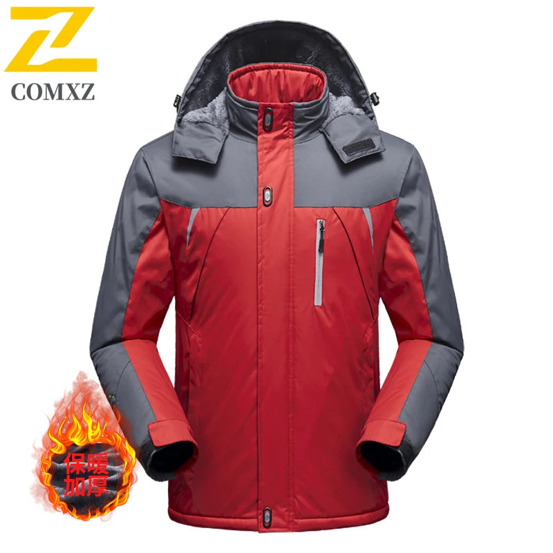 Men's Winter Thermal Jacket 2025 Waterproof Windproof Fleece-Lined Outdoor Coat Snow Skiing Mountaineering Warm Windbreaker