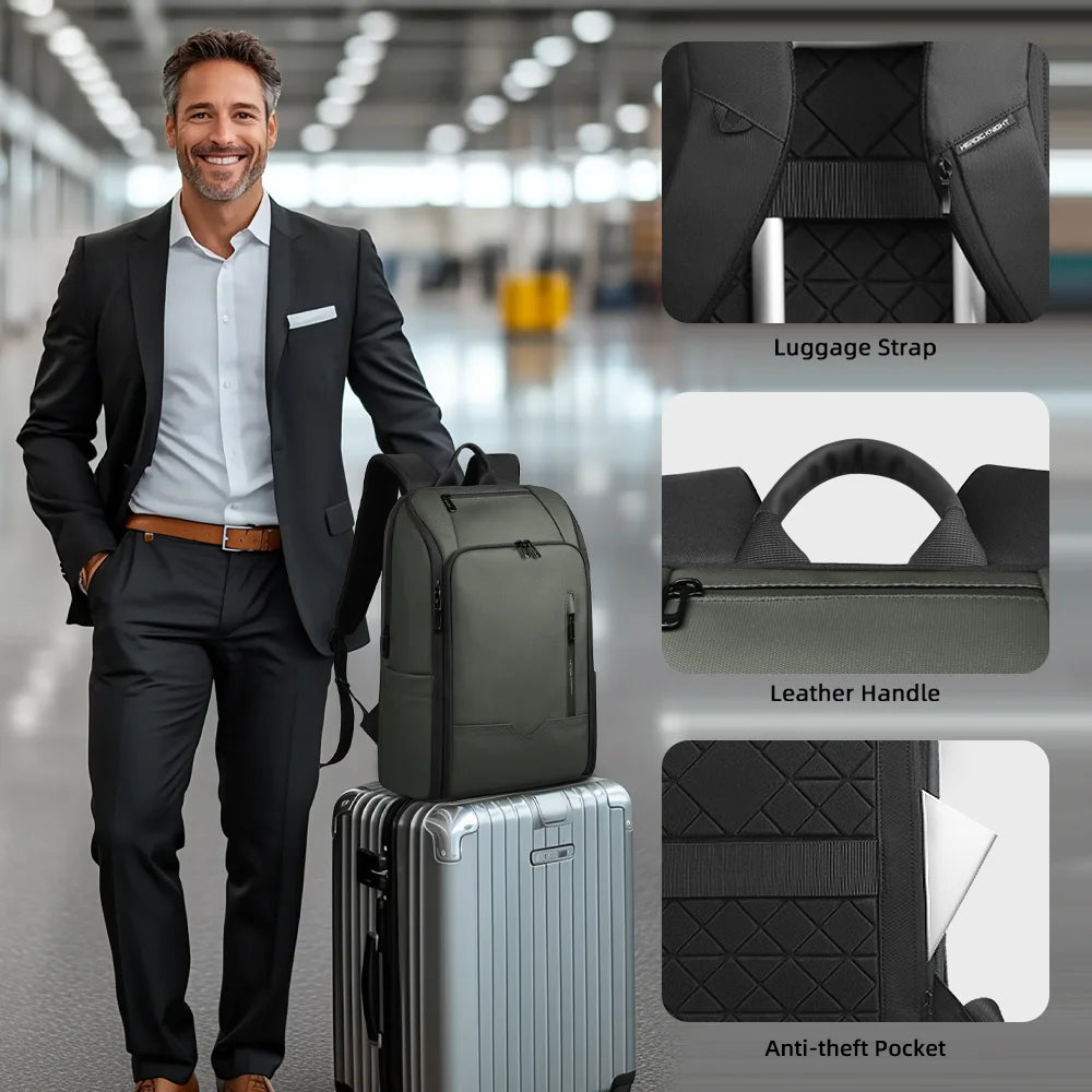 HK Business Men's Backpack 15.6 Inch Laptop Bag Waterproof Travel Backpack with USB Port Multifunctional Outdoor Hiking Backpack