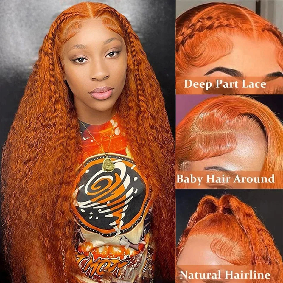 Nexora 350 Ginger Deep Wave Human Hair Wig 30 Inch 13x4 Lace Front  Wig Water Wave 13x6 Frontal For Women Curly Wigs Hd Lace