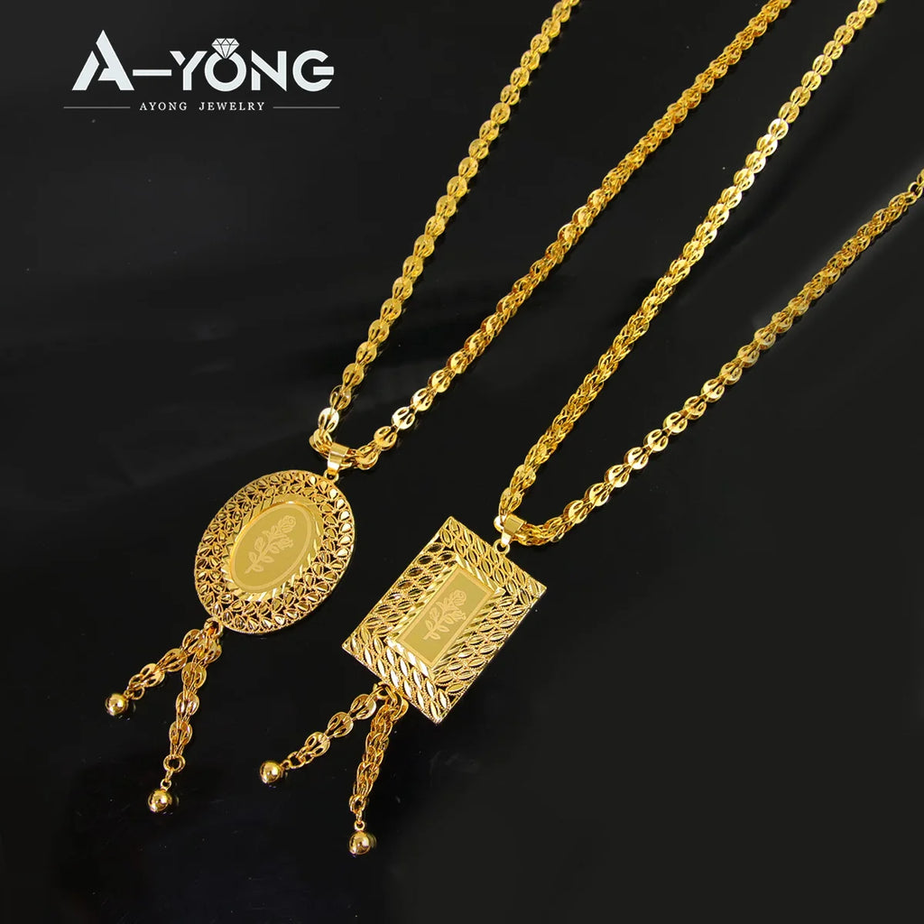 Middle Eastern Muslim Charm Pendant Necklace 21k Gold Plated Dubai Fashion Wedding Neck Chains Algeria Luxury Party Jewelry